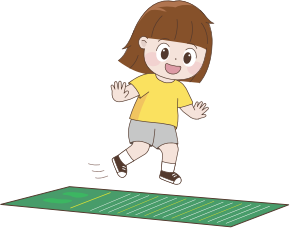제자리 멀리뛰기를 하고있는 여자아이 모습의 이미지