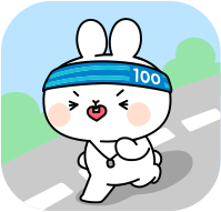 체력100 마스코트 토끼가 뛰어가는 이미지